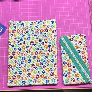 Colorful Paw Print Pouch Set